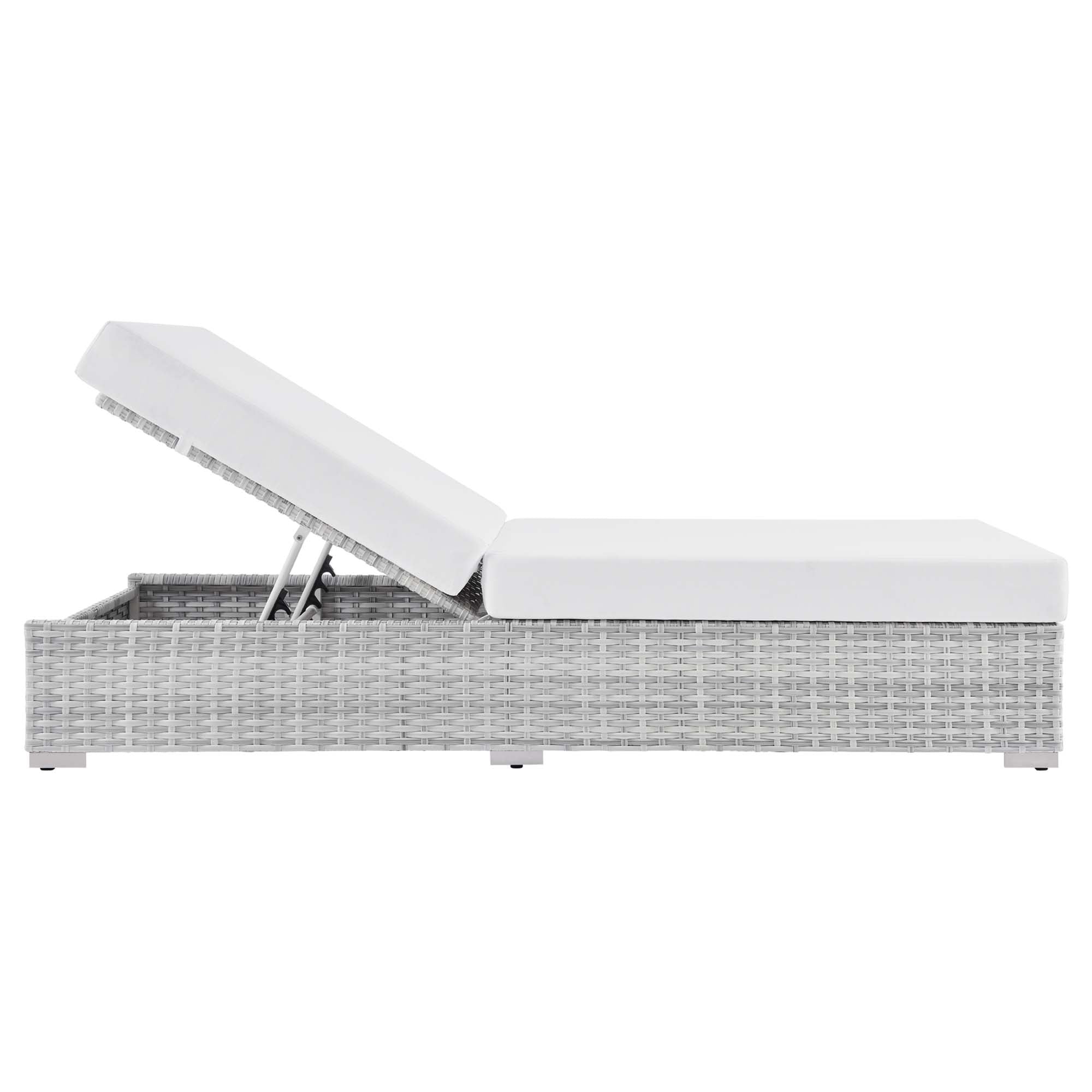 Convene Outdoor Patio Chaise in Light Gray White