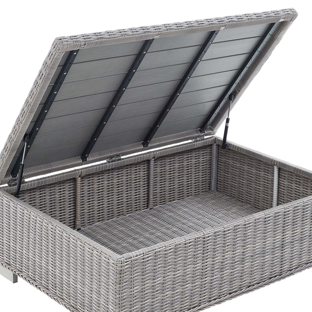 Conway 5-Piece Sunbrella® Outdoor Patio Wicker Rattan Furniture Set in Light Gray Navy