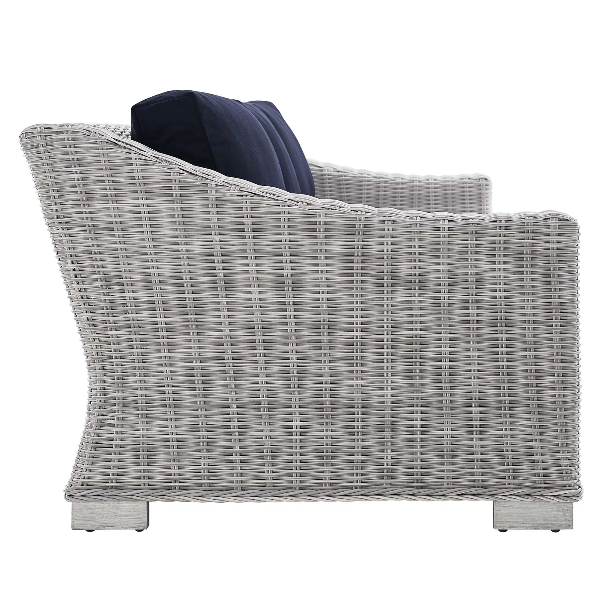 Conway 5-Piece Sunbrella® Outdoor Patio Wicker Rattan Furniture Set in Light Gray Navy