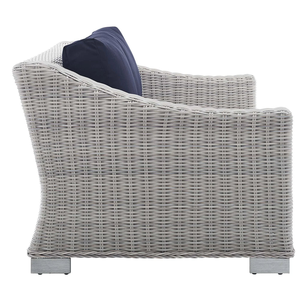 Conway 5-Piece Sunbrella® Outdoor Patio Wicker Rattan Furniture Set in Light Gray Navy