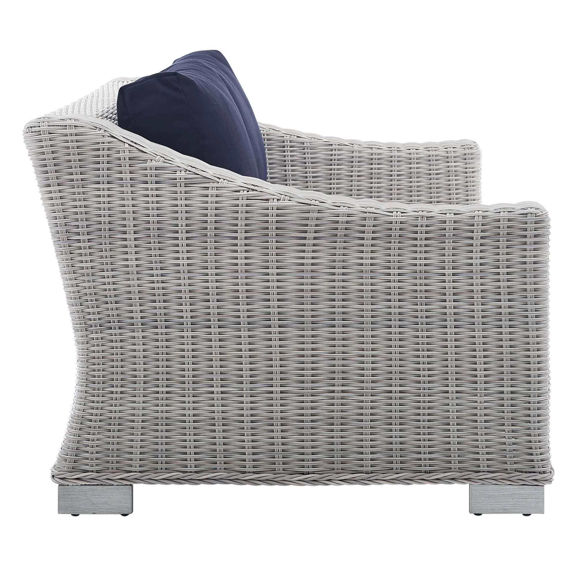 Conway 5-Piece Sunbrella® Outdoor Patio Wicker Rattan Furniture Set in Light Gray Navy