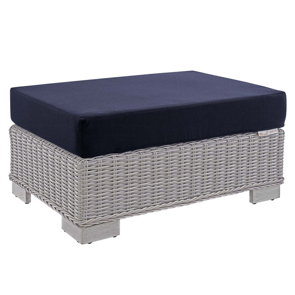 Conway 5-Piece Sunbrella® Outdoor Patio Wicker Rattan Furniture Set in Light Gray Navy