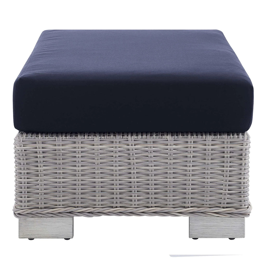 Conway 5-Piece Sunbrella® Outdoor Patio Wicker Rattan Furniture Set in Light Gray Navy