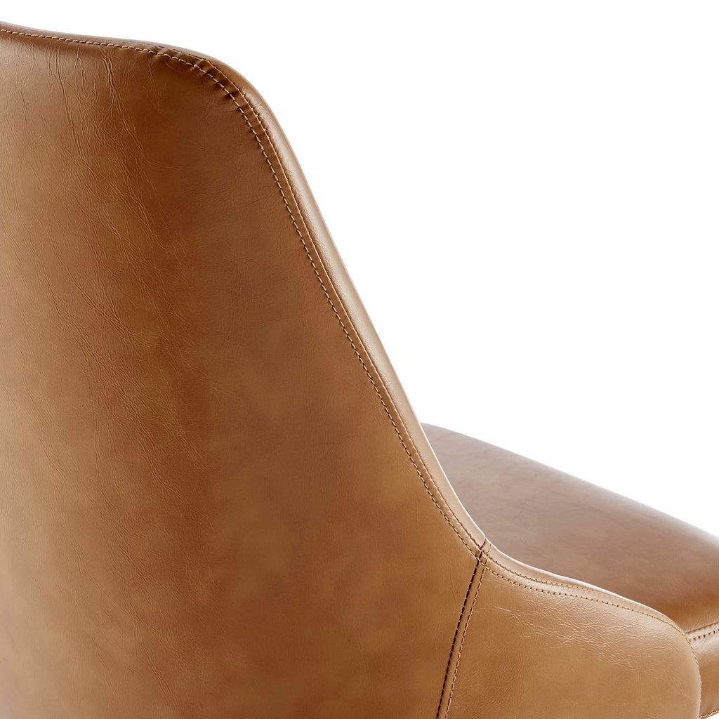 Designate Swivel Vegan Leather Office Chair in Black Tan
