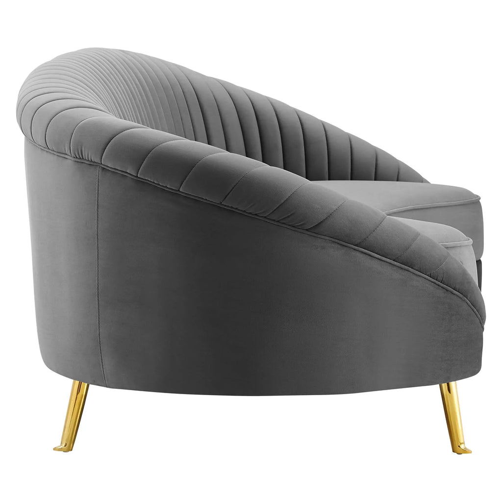 Camber Channel Tufted Performance Velvet Sofa in Gray