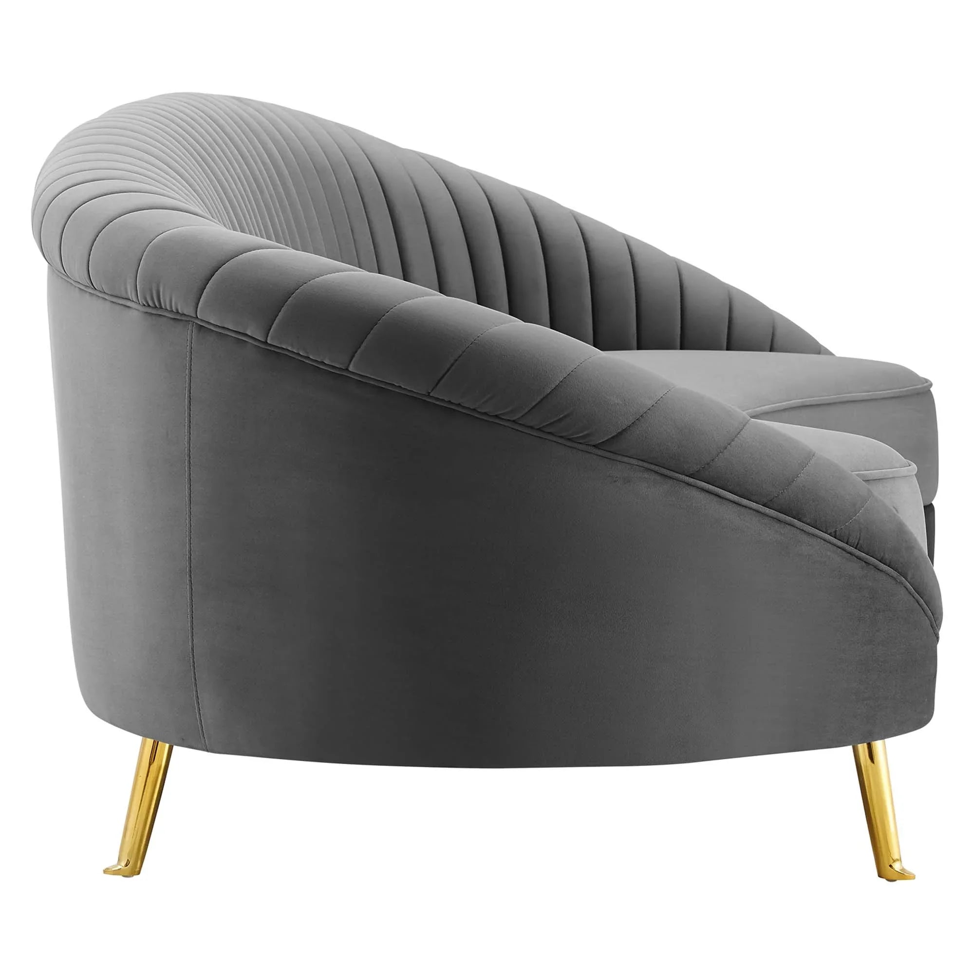 Camber Channel Tufted Performance Velvet Sofa in Gray