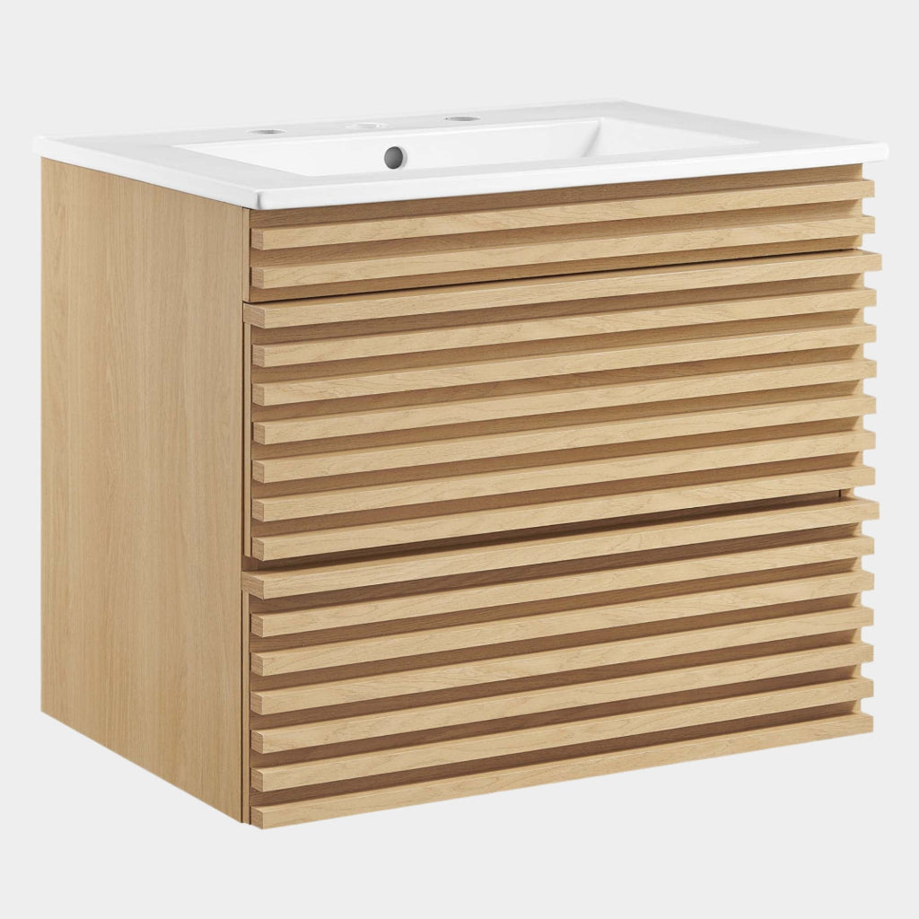 Render Wall-Mount Bathroom Vanity with White Basin Included