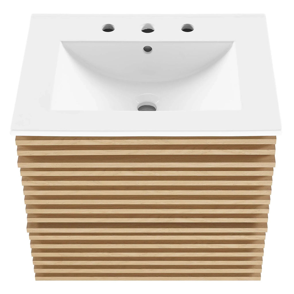 Render Wall-Mount Bathroom Vanity with White Basin Included