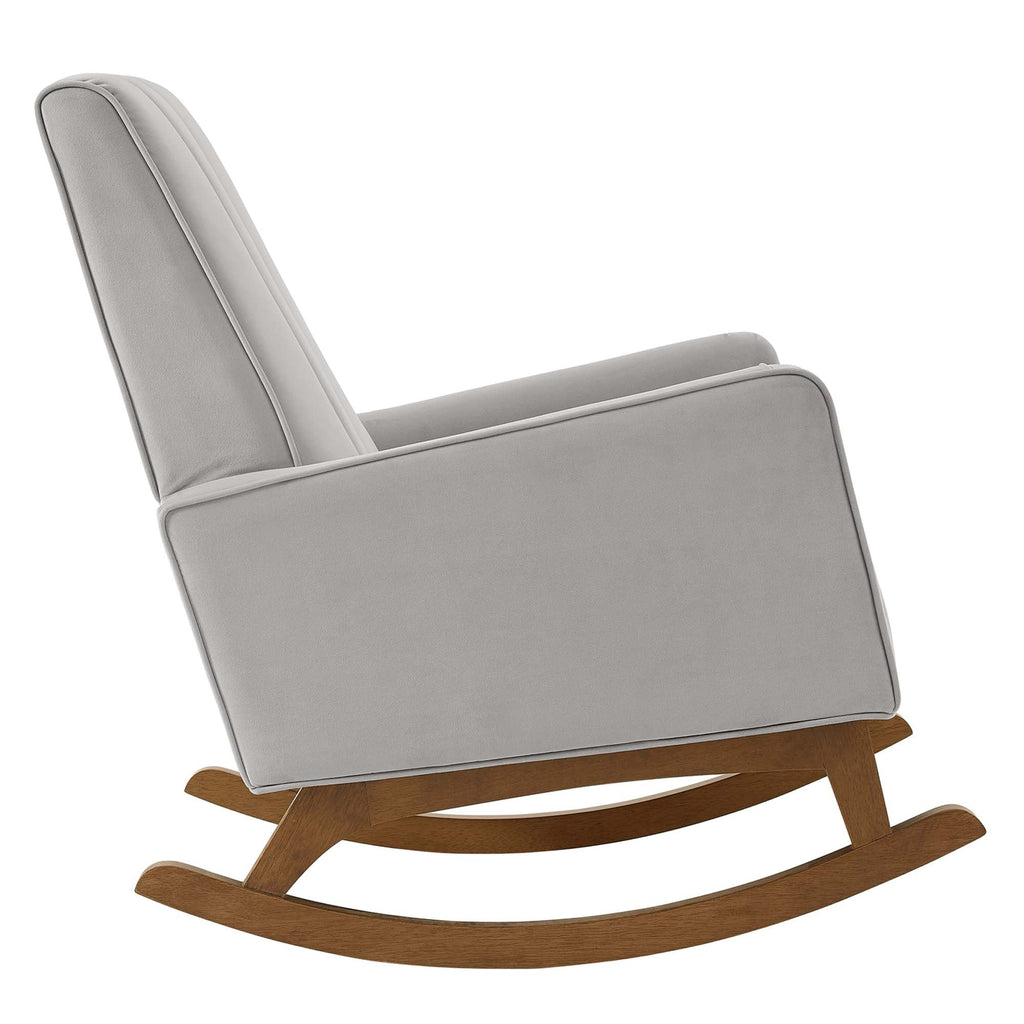 Sway Performance Velvet Rocking Chair in Light Gray
