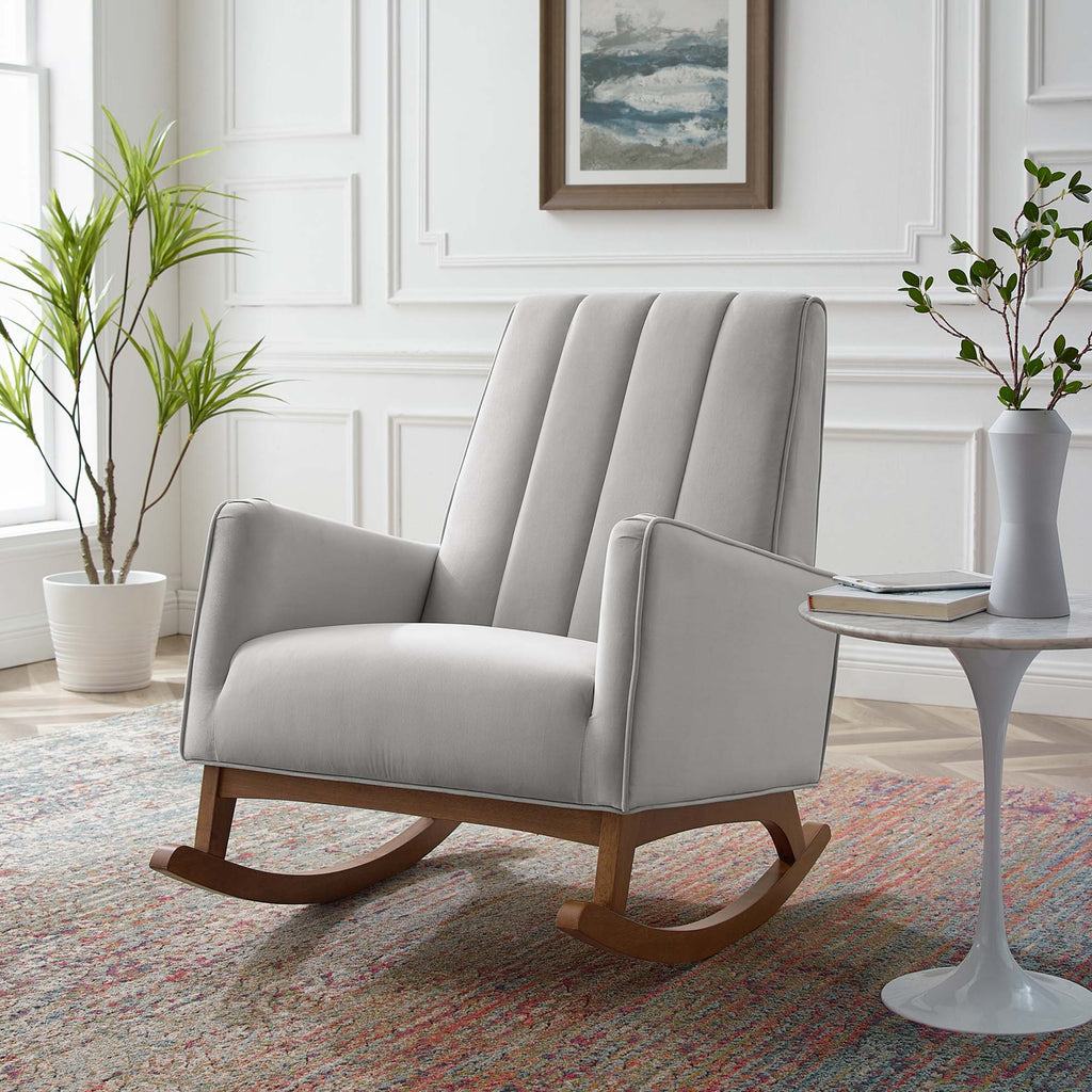 Sway Performance Velvet Rocking Chair in Light Gray
