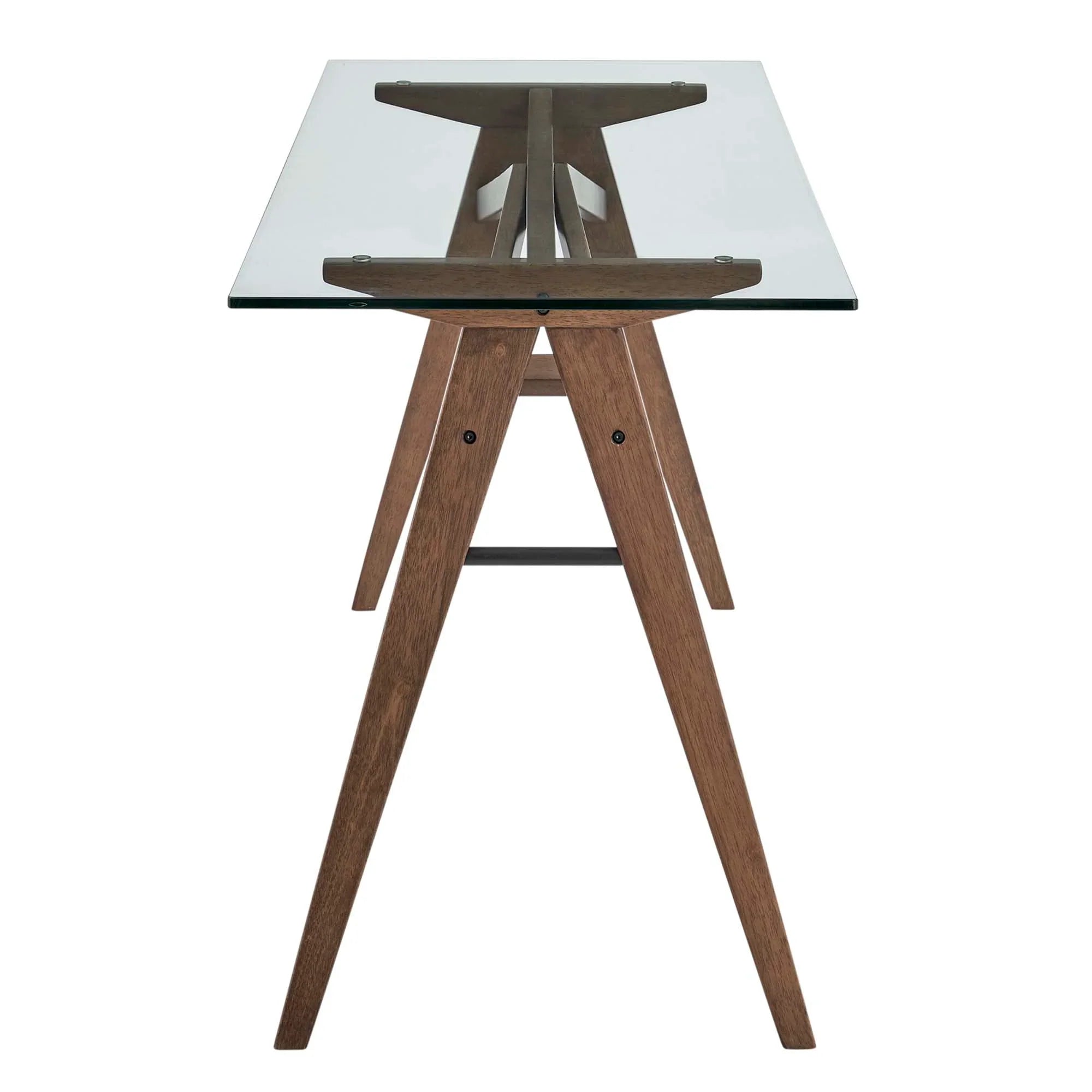 Steadfast Glass Top Office Desk in Walnut