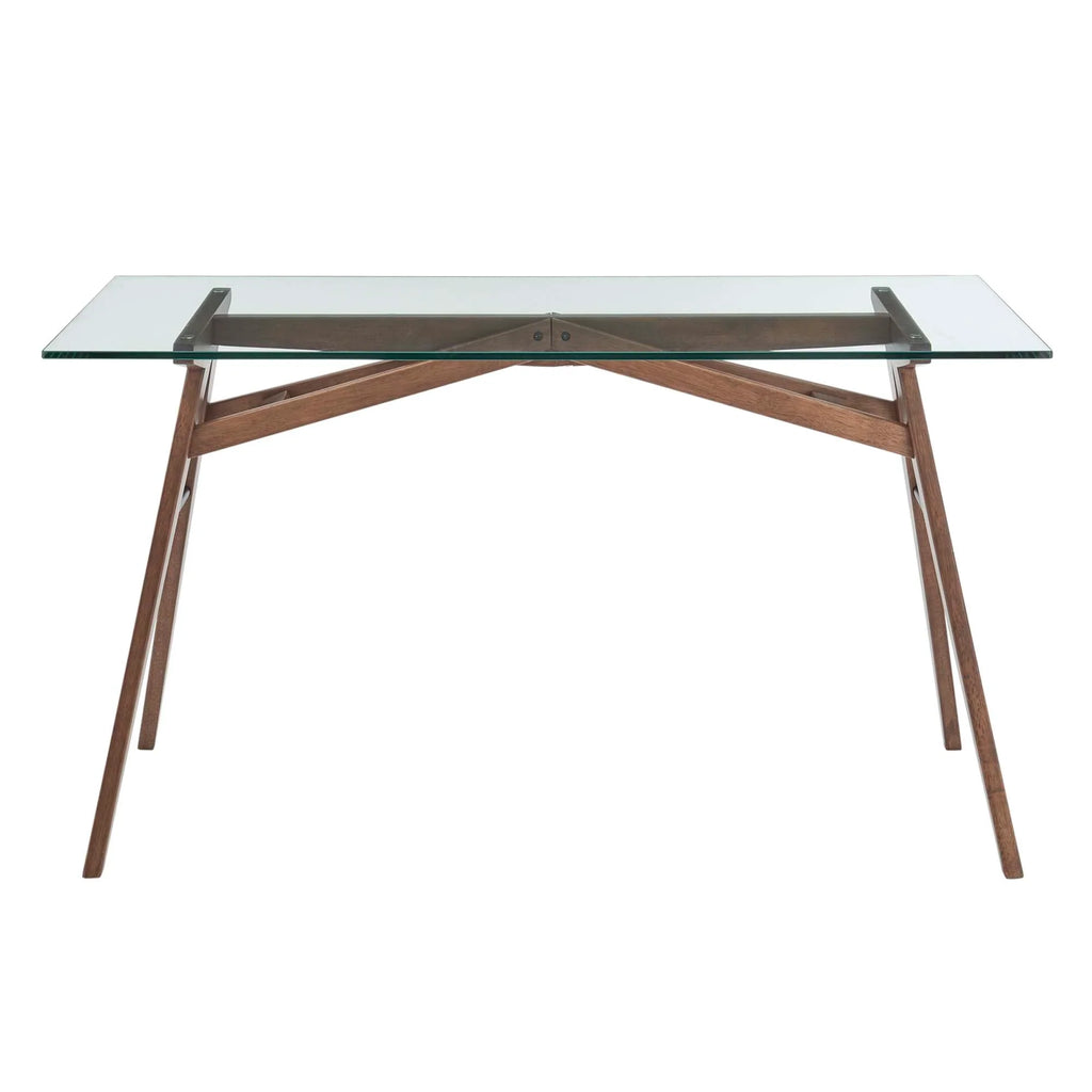 Steadfast Glass Top Office Desk in Walnut