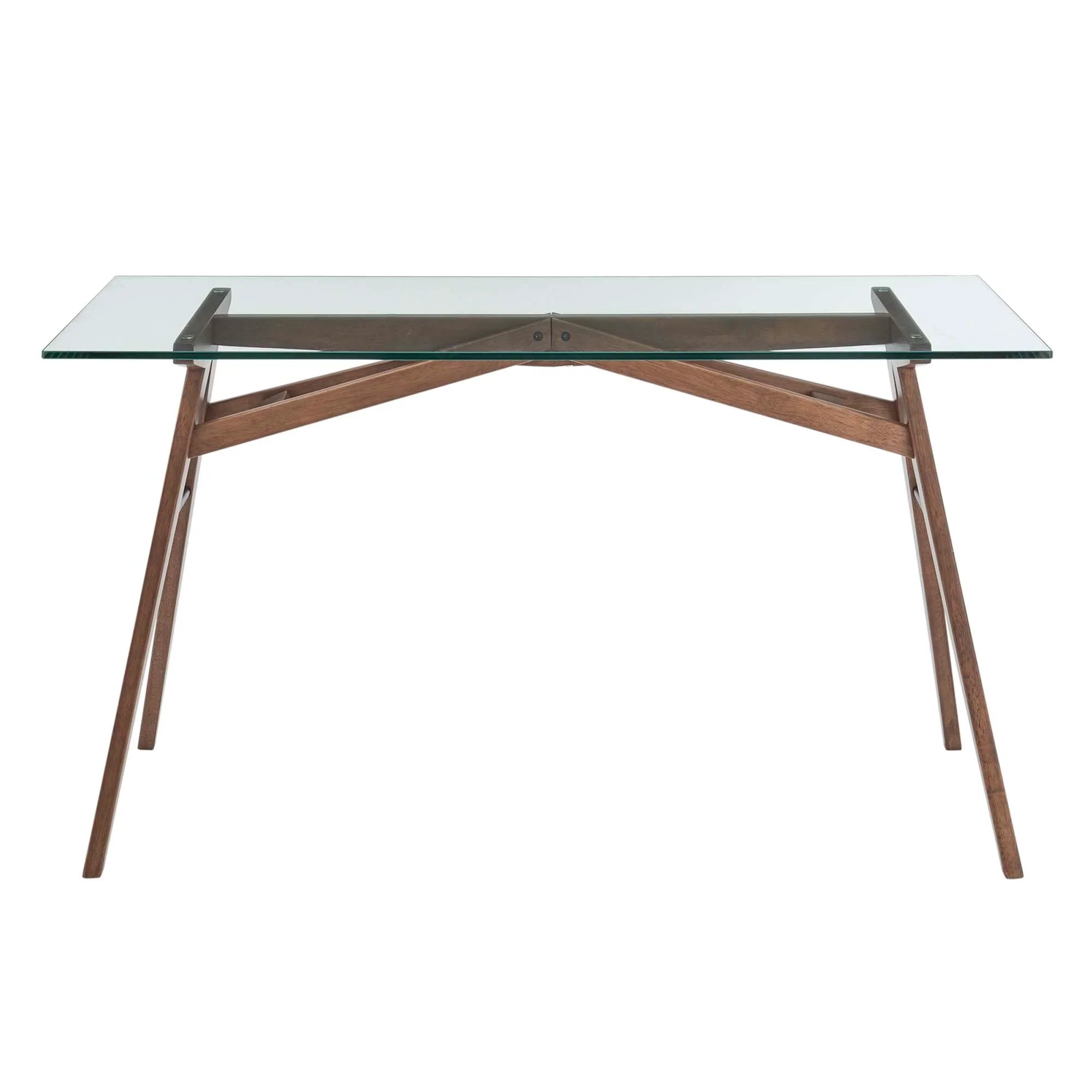 Steadfast Glass Top Office Desk in Walnut