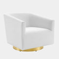 Twist Accent Lounge Performance Velvet Swivel Chair in Gold White