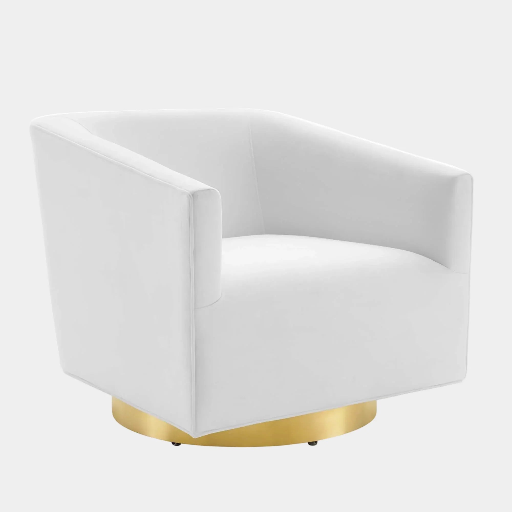 Twist Accent Lounge Performance Velvet Swivel Chair in Gold White