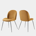 Scoop Black Powder Coated Steel Leg Performance Velvet Dining Chairs Set of 2