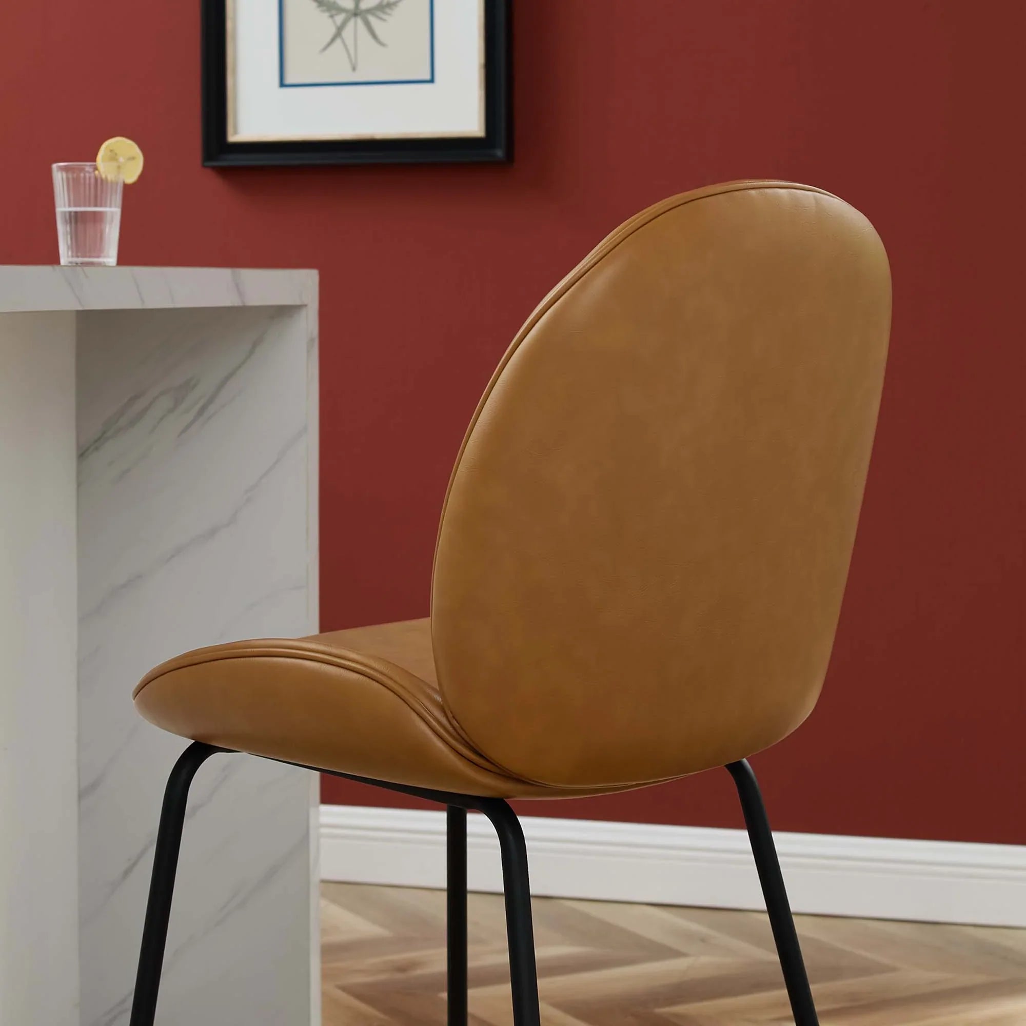 Scoop Black Powder Coated Steel Leg Vegan Leather Counter Stool