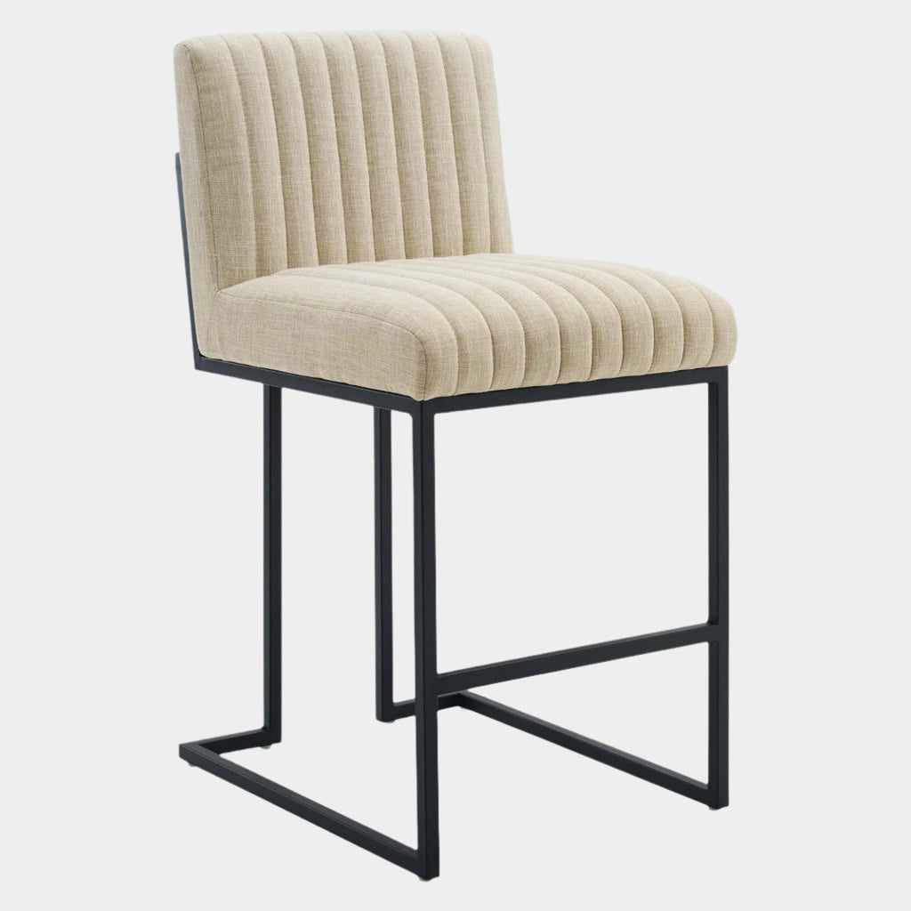 Indulge Channel Tufted Fabric Counter Stool