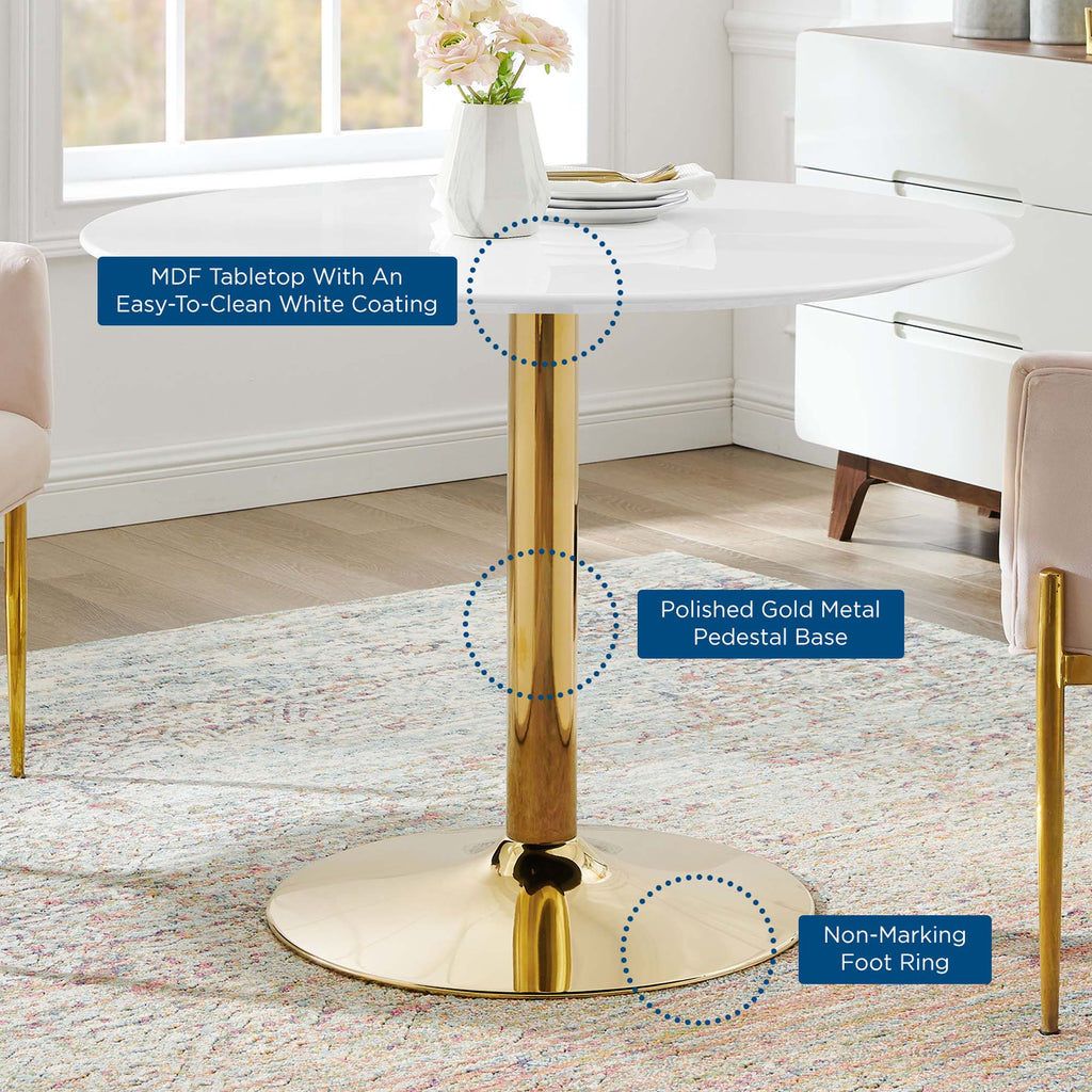 Verne 40" Dining Table in Gold White