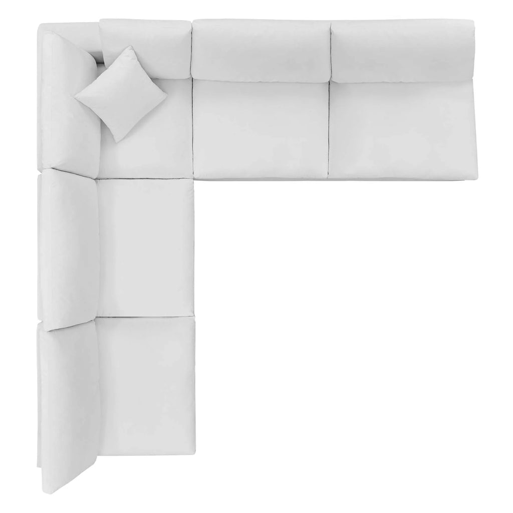 Commix 5-Piece Down Filled Overstuffed Performance Velvet Sectional Sofa in White