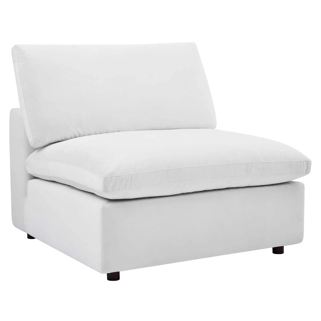 Commix 5-Piece Down Filled Overstuffed Performance Velvet Sectional Sofa in White