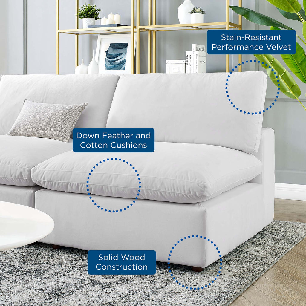 Commix 5-Piece Down Filled Overstuffed Performance Velvet Sectional Sofa in White