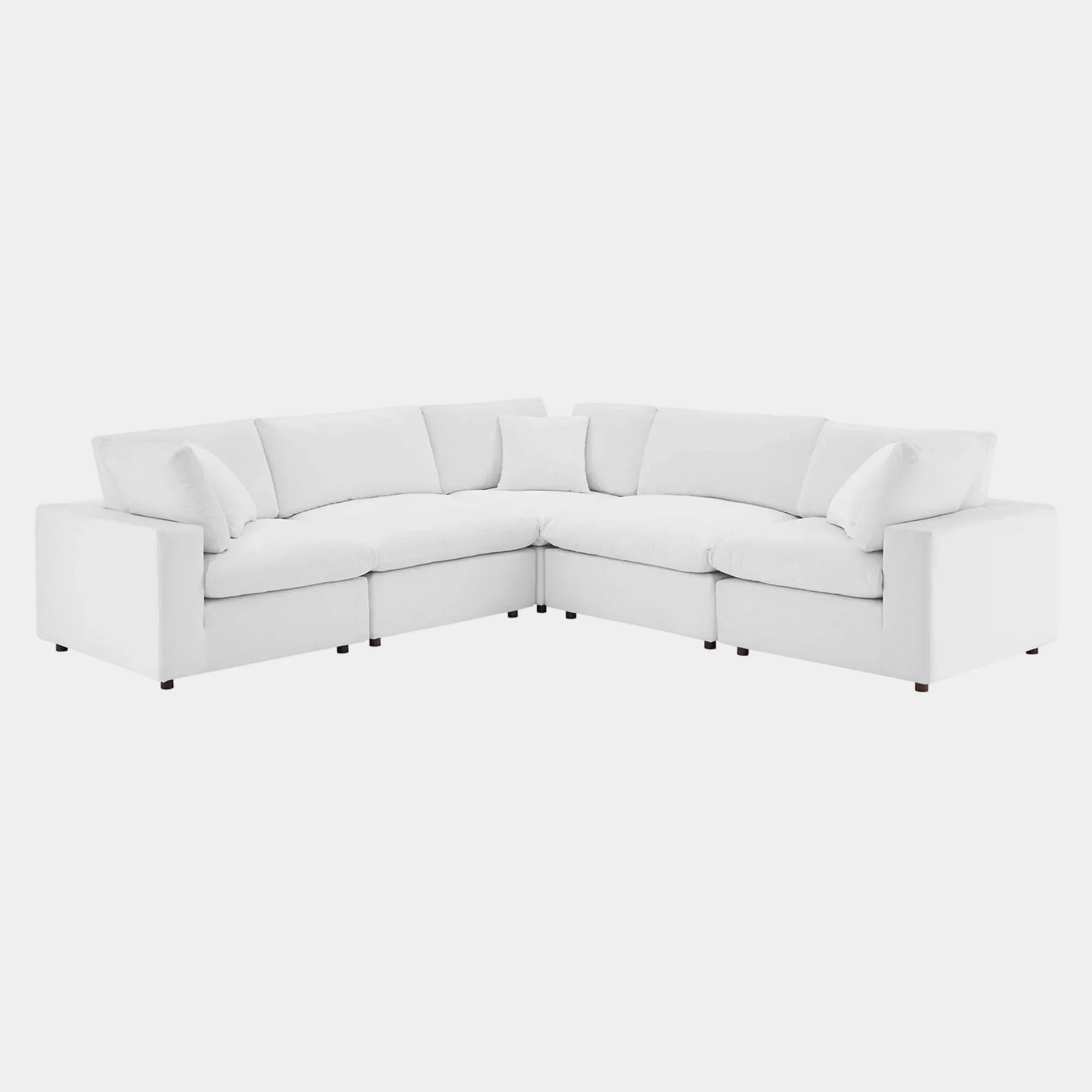 Commix 5-Piece Down Filled Overstuffed Performance Velvet Sectional Sofa in White