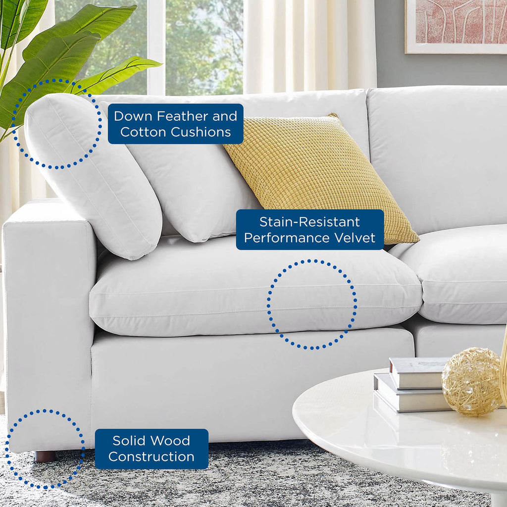 Commix 5-Piece Down Filled Overstuffed Performance Velvet Sectional Sofa in White