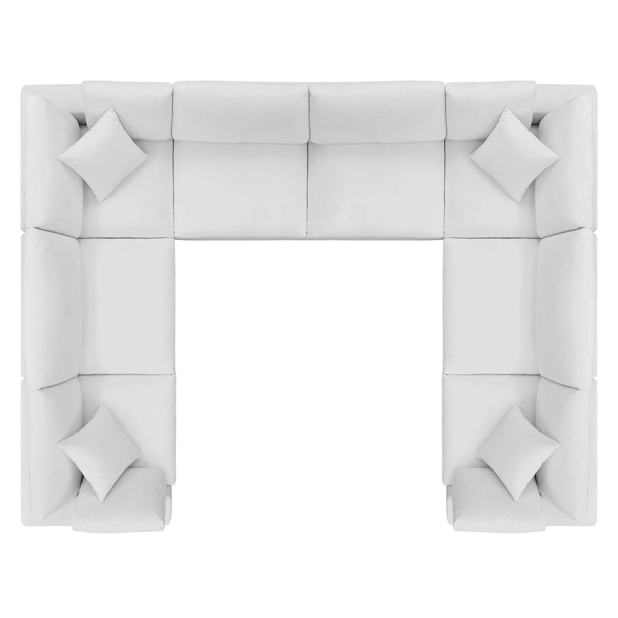 Commix 8-Piece Down Filled Overstuffed Performance Velvet Sectional Sofa in White