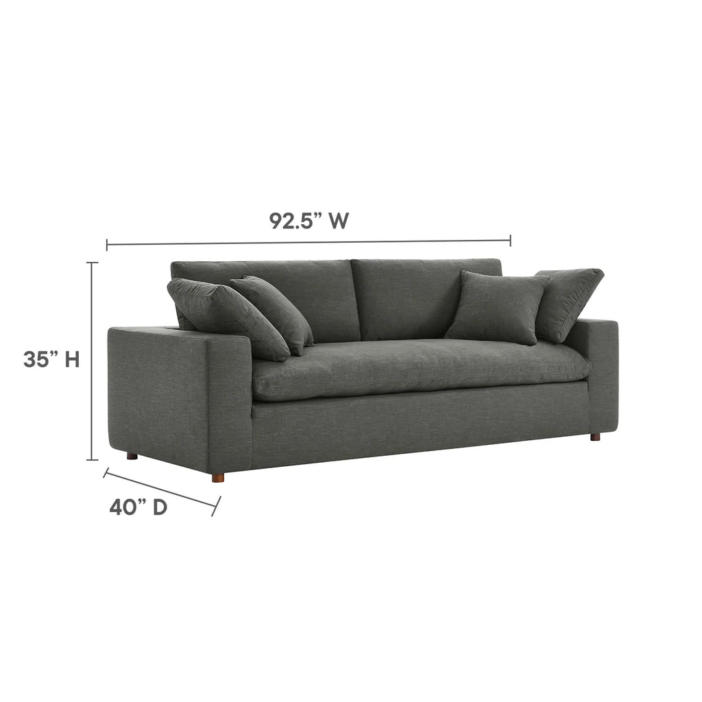 Commix Down Filled Overstuffed Sofa in Gray