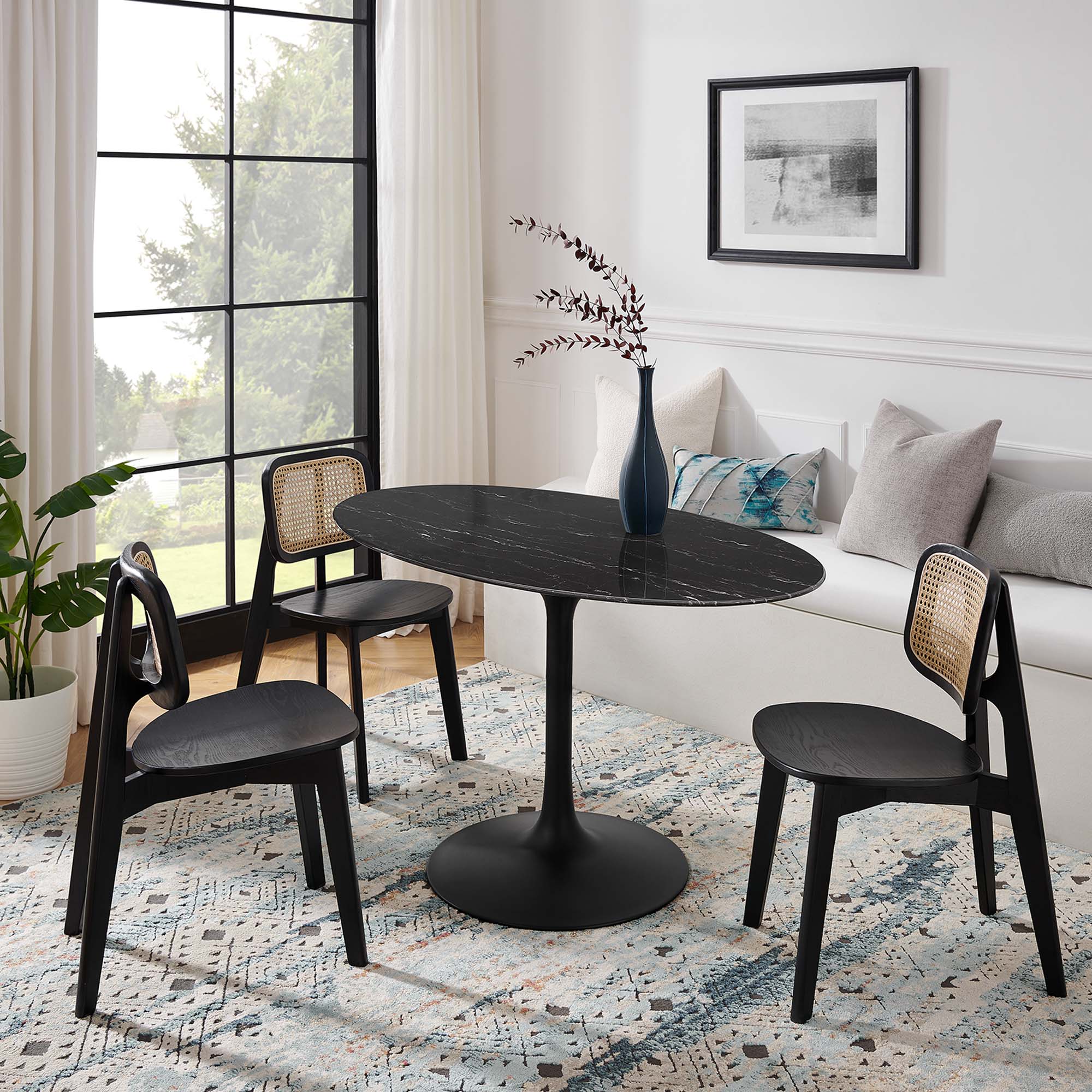 Lippa Oval Artificial Marble Dining Table