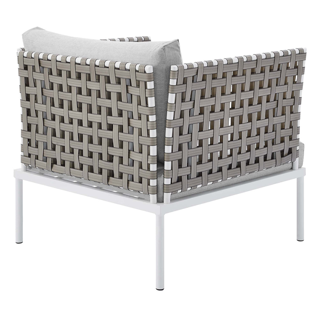 Harmony Sunbrella® Basket Weave Outdoor Patio Aluminum Armchair in Tan Gray