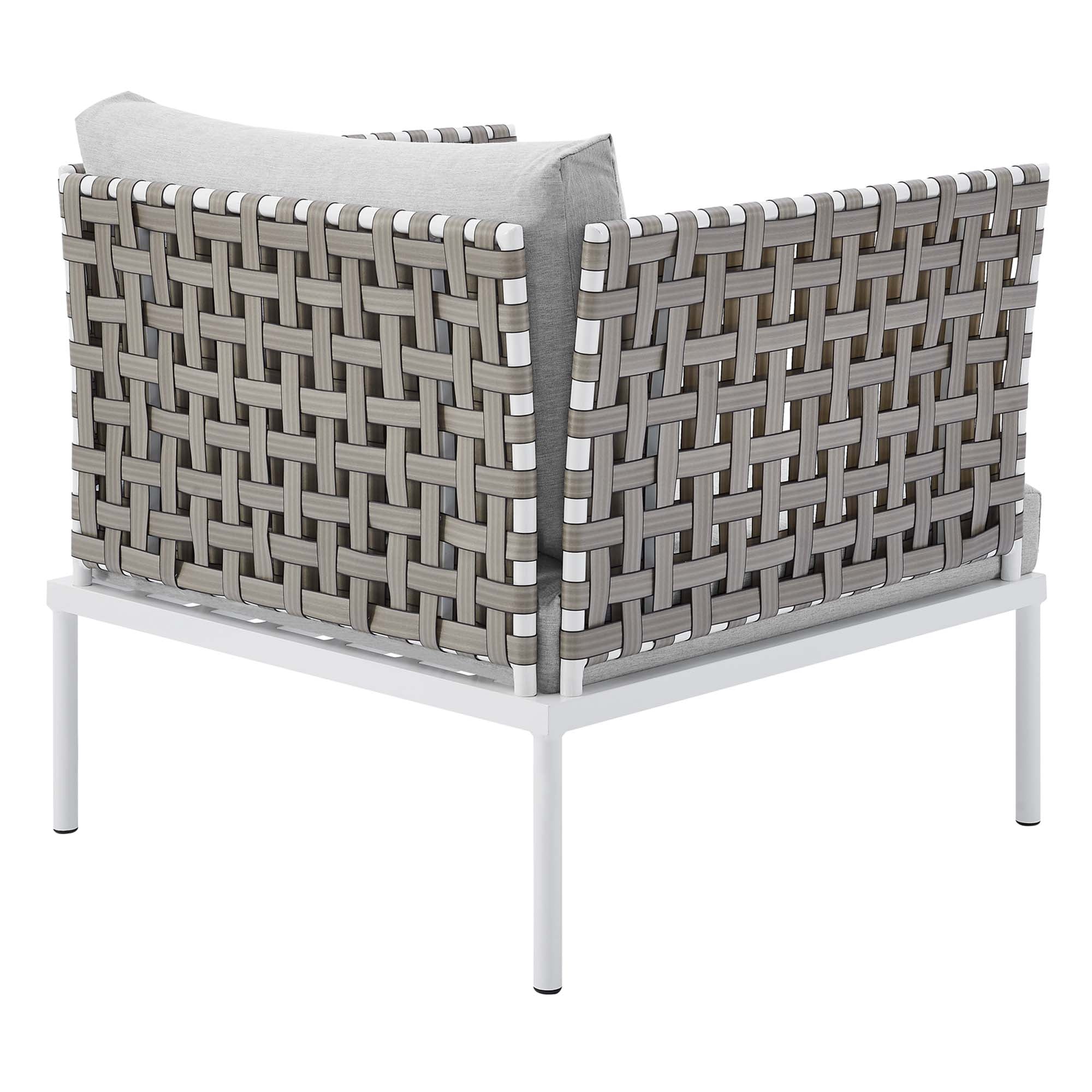 Harmony Sunbrella® Basket Weave Outdoor Patio Aluminum Armchair in Tan Gray