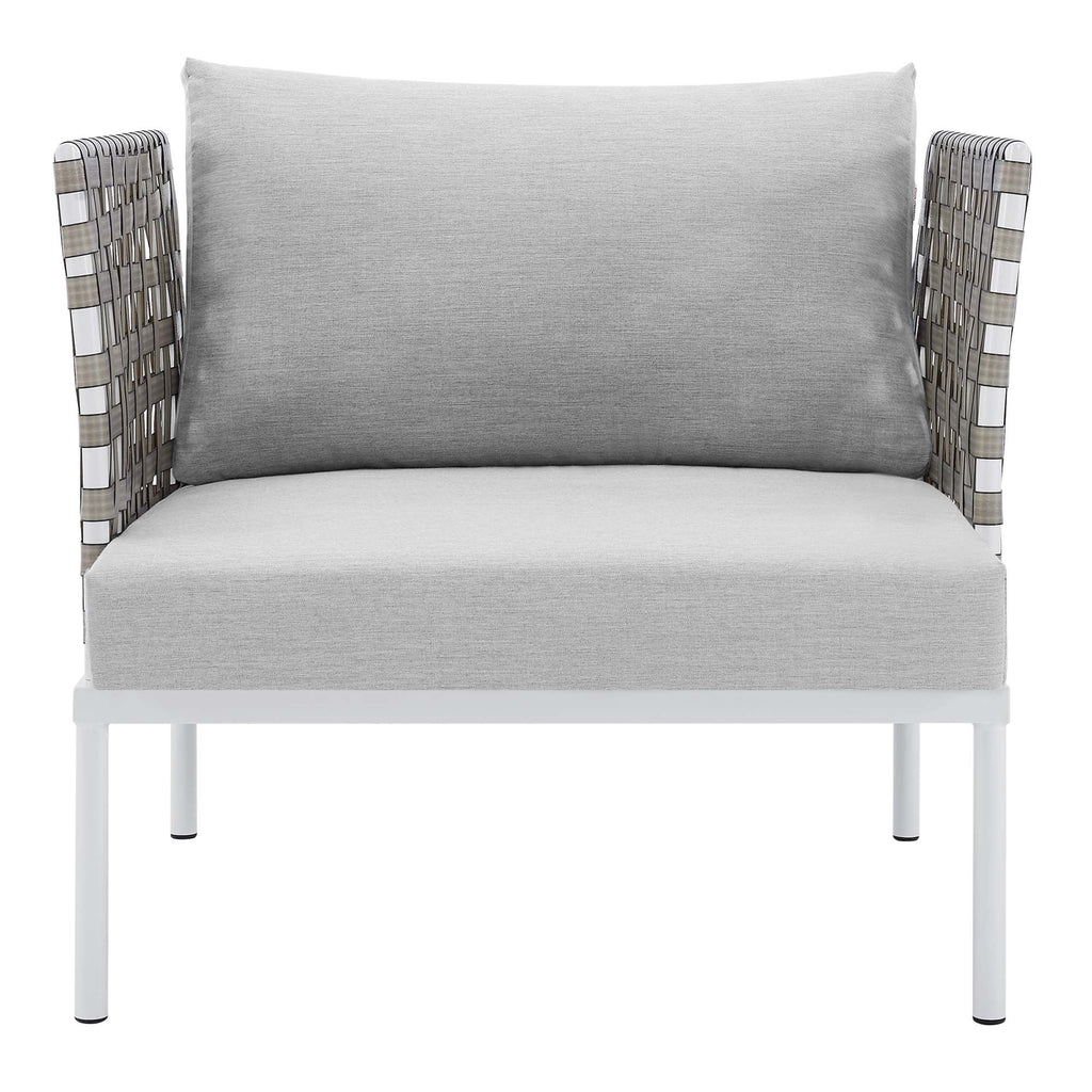Harmony Sunbrella® Basket Weave Outdoor Patio Aluminum Armchair in Tan Gray