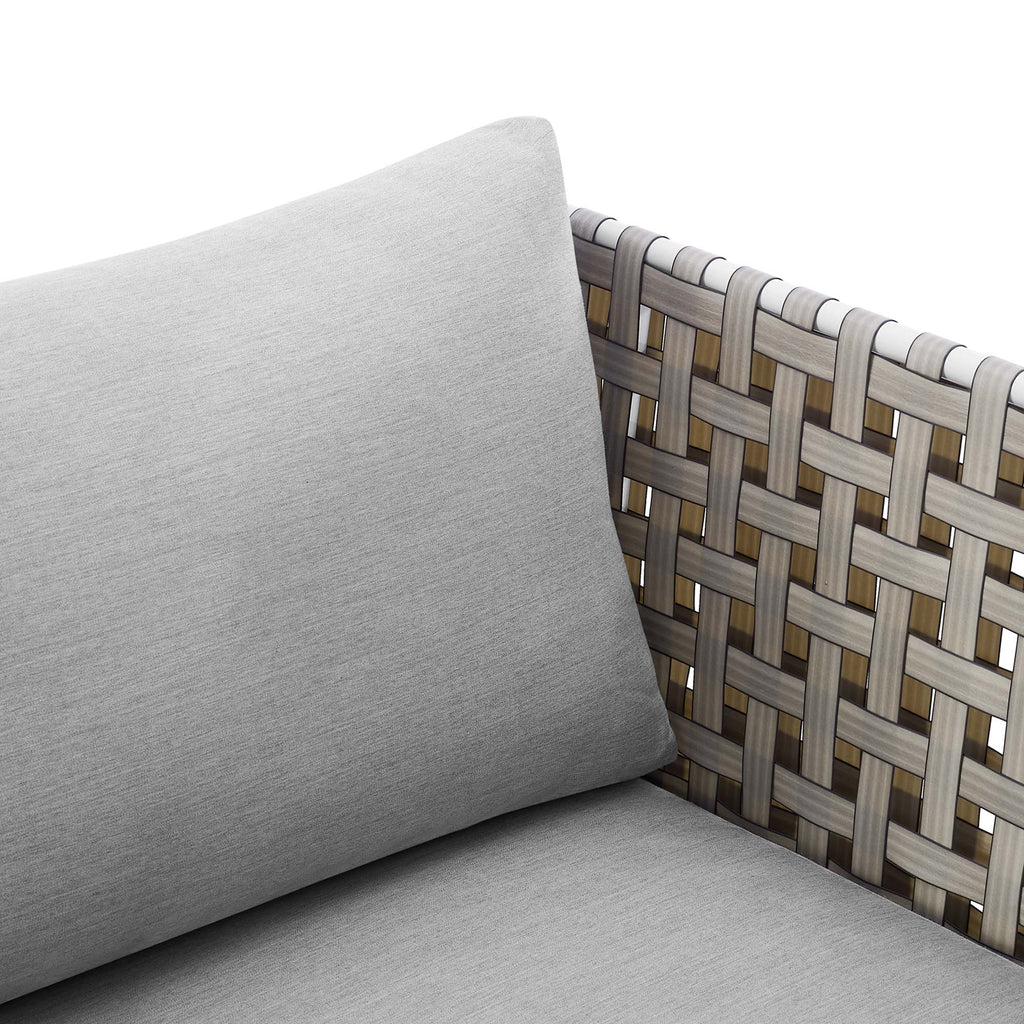 Harmony Sunbrella® Basket Weave Outdoor Patio Aluminum Armchair in Tan Gray