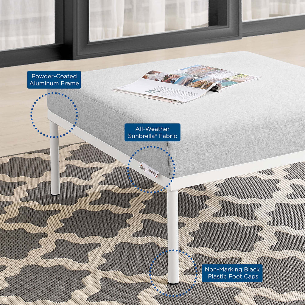Harmony Sunbrella® Outdoor Patio Aluminum Ottoman in Gray