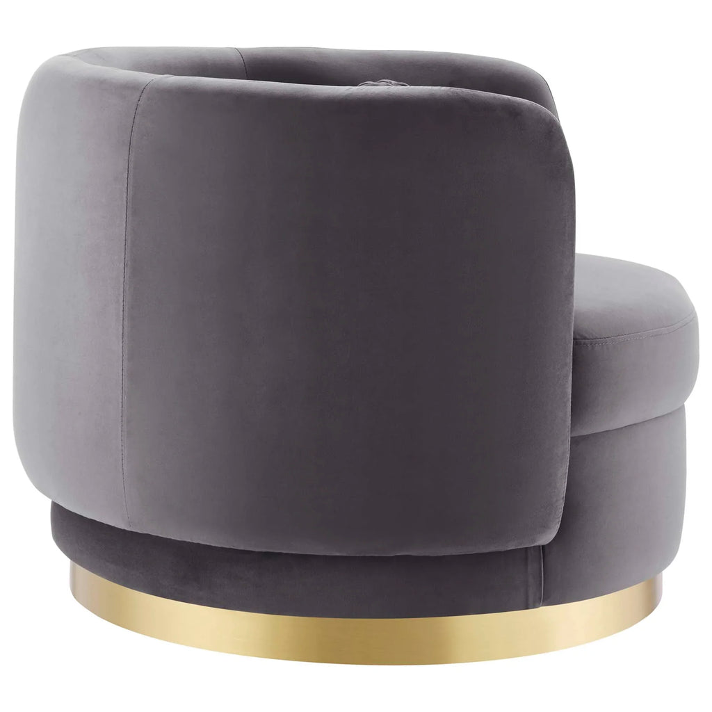 Relish Performance Velvet Swivel Chair in Gold Gray