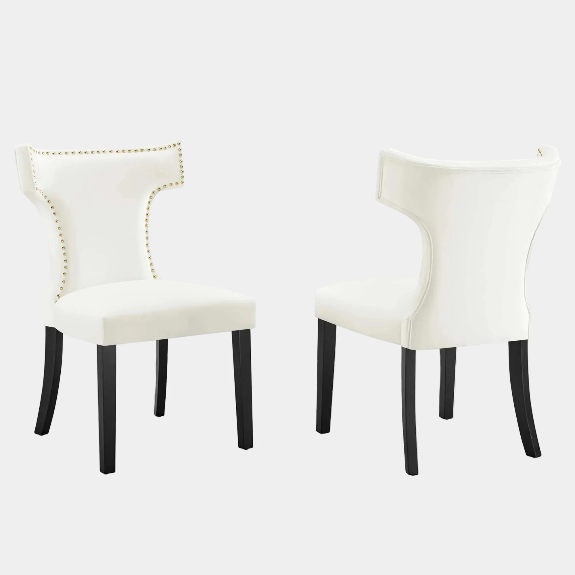Curve Performance Velvet Dining Chairs Set of 2