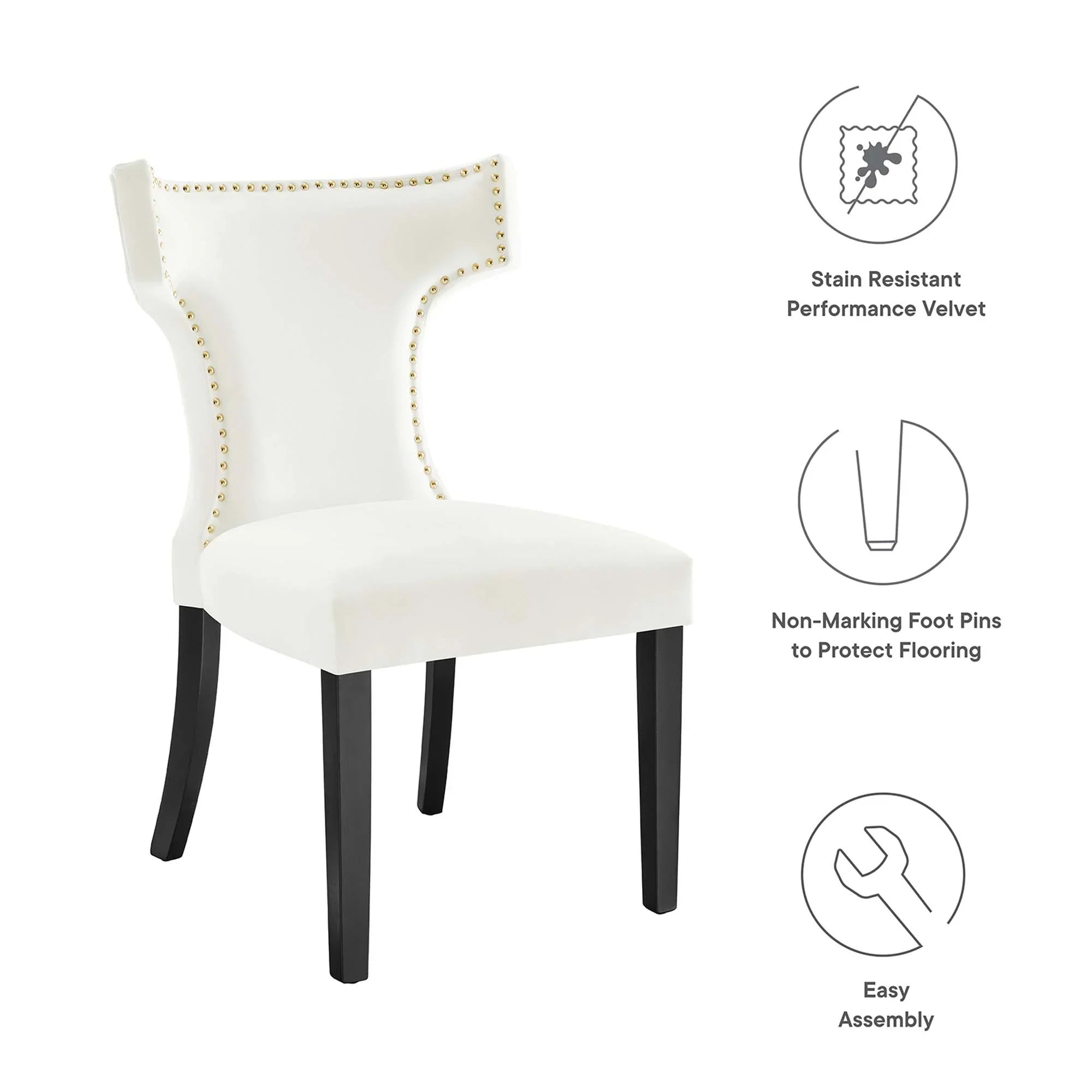 Curve Performance Velvet Dining Chairs Set of 2