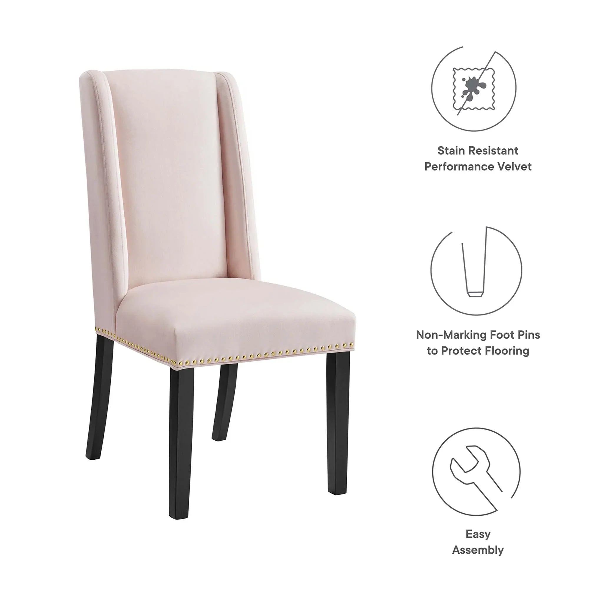 Baron Performance Velvet Dining Chairs Set of 2