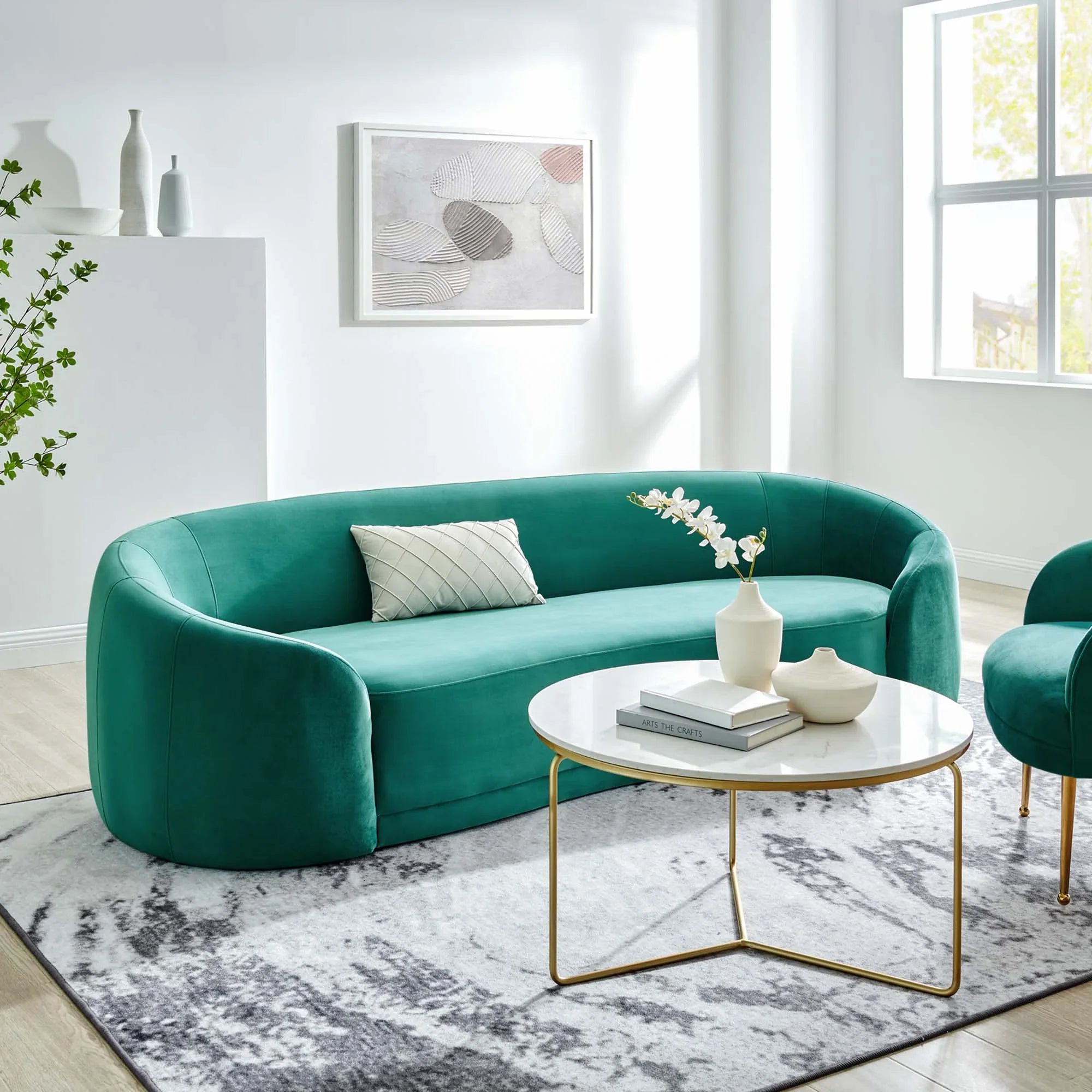 Contessa Performance Velvet Sofa in Teal