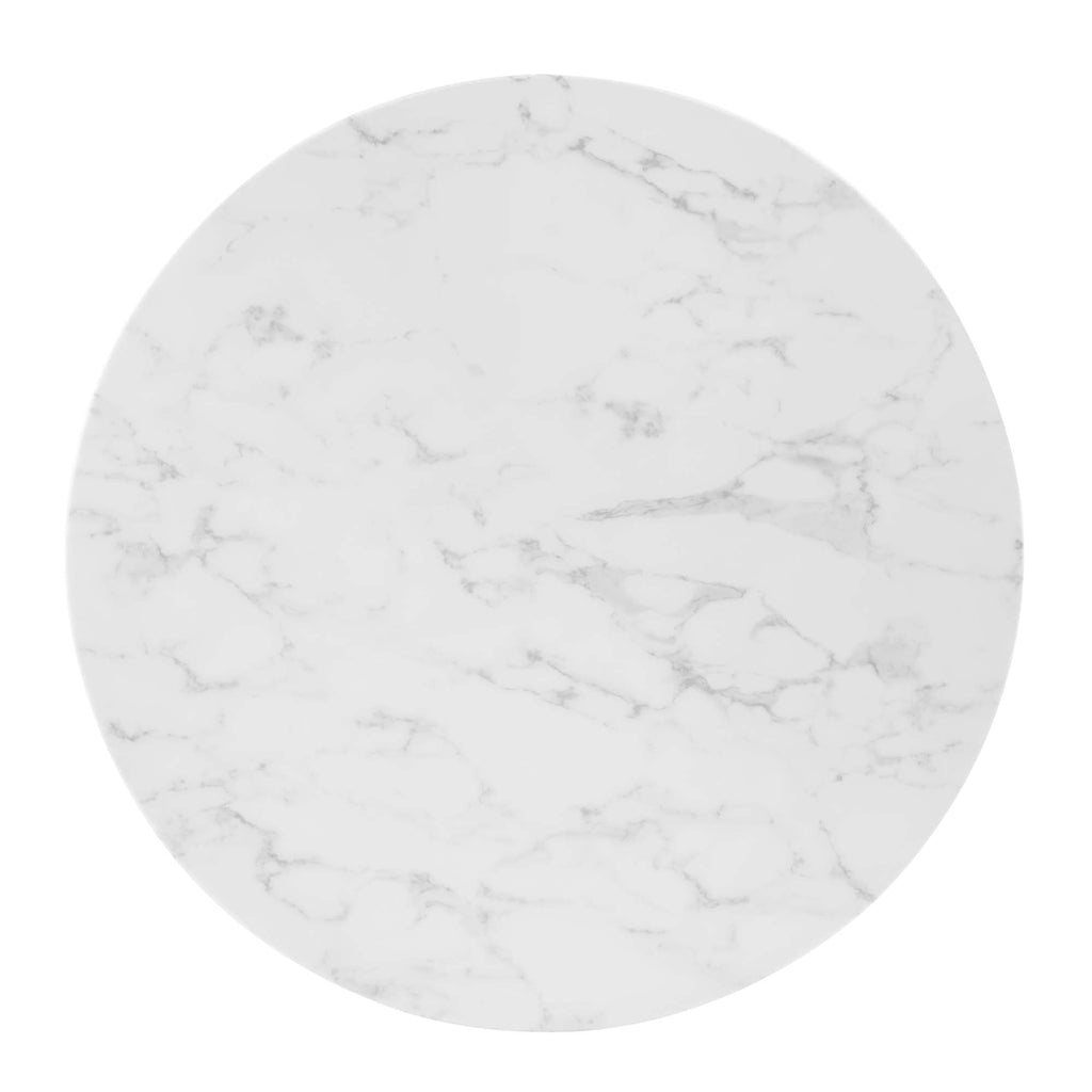 Zinque 36" Artificial Marble Dining Table in Gold White