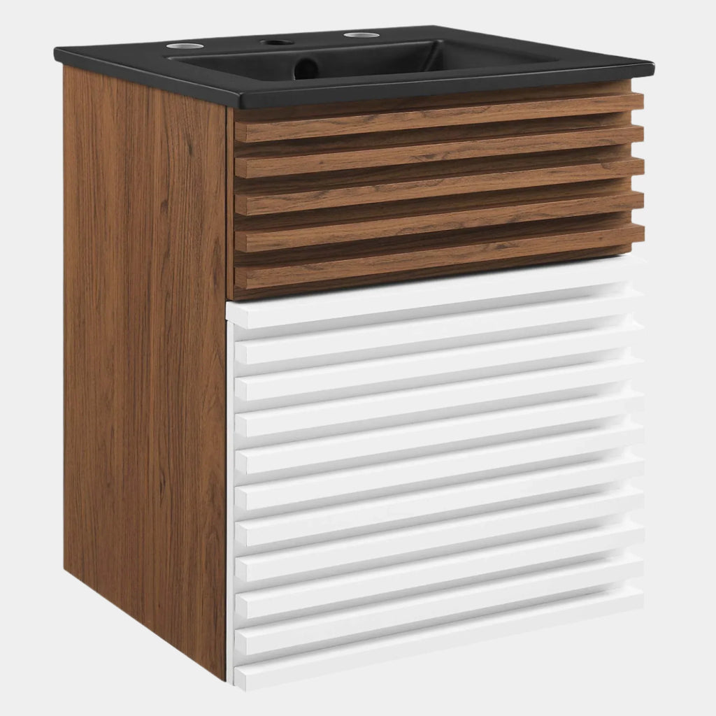 Render Wall-Mount Bathroom Vanity with Black Basin Included