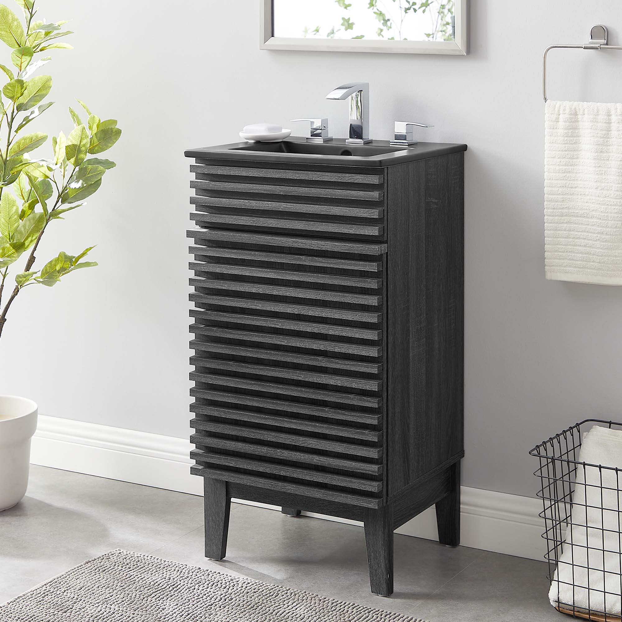 Render Bathroom Vanity with Black Basin Included