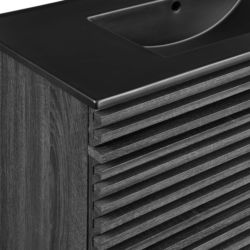 Render Wall-Mount Bathroom Vanity with Black Basin Included