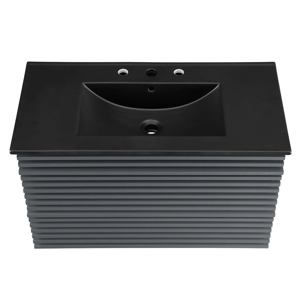 Render Wall-Mount Bathroom Vanity with Black Basin Included