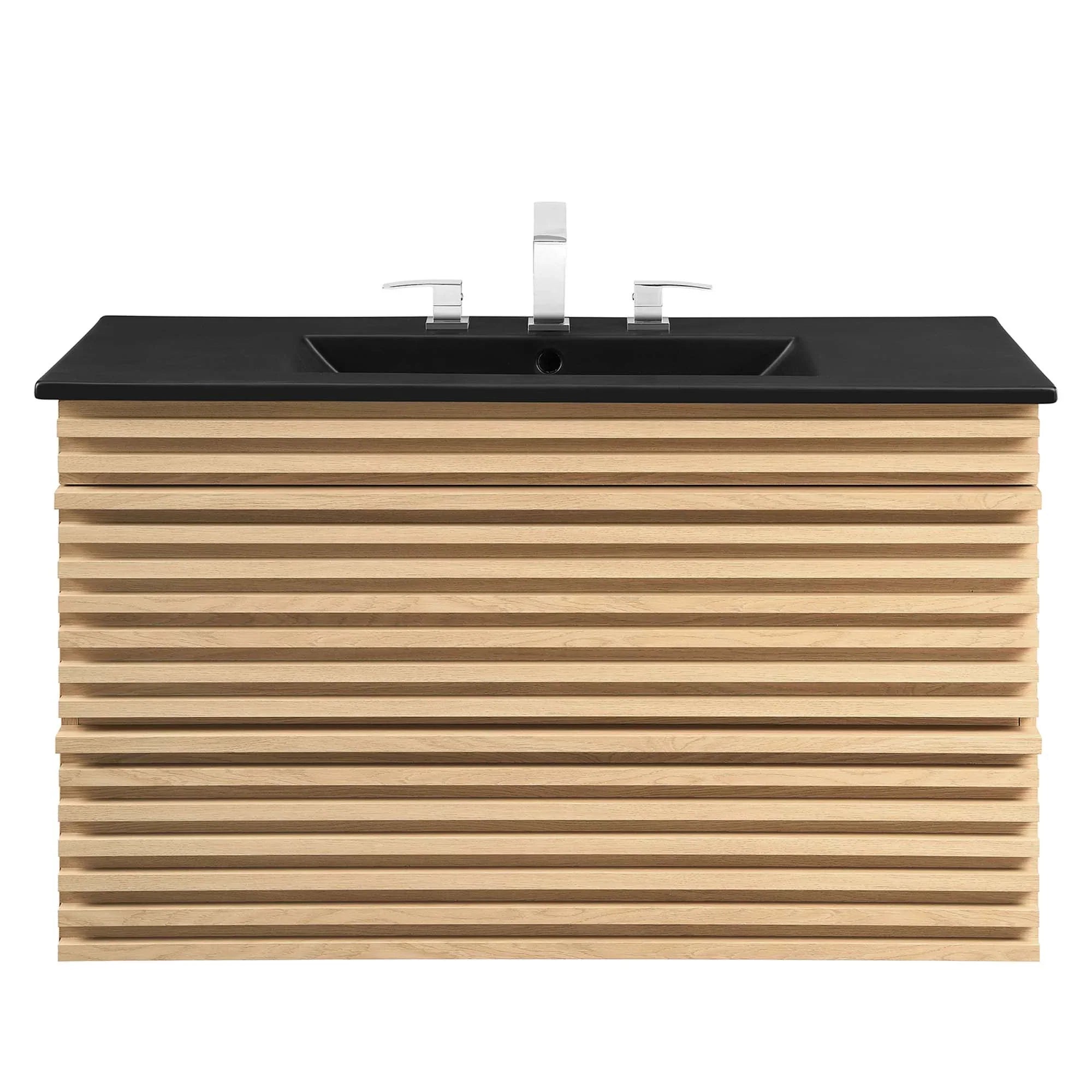 Render Wall-Mount Bathroom Vanity with Black Basin Included