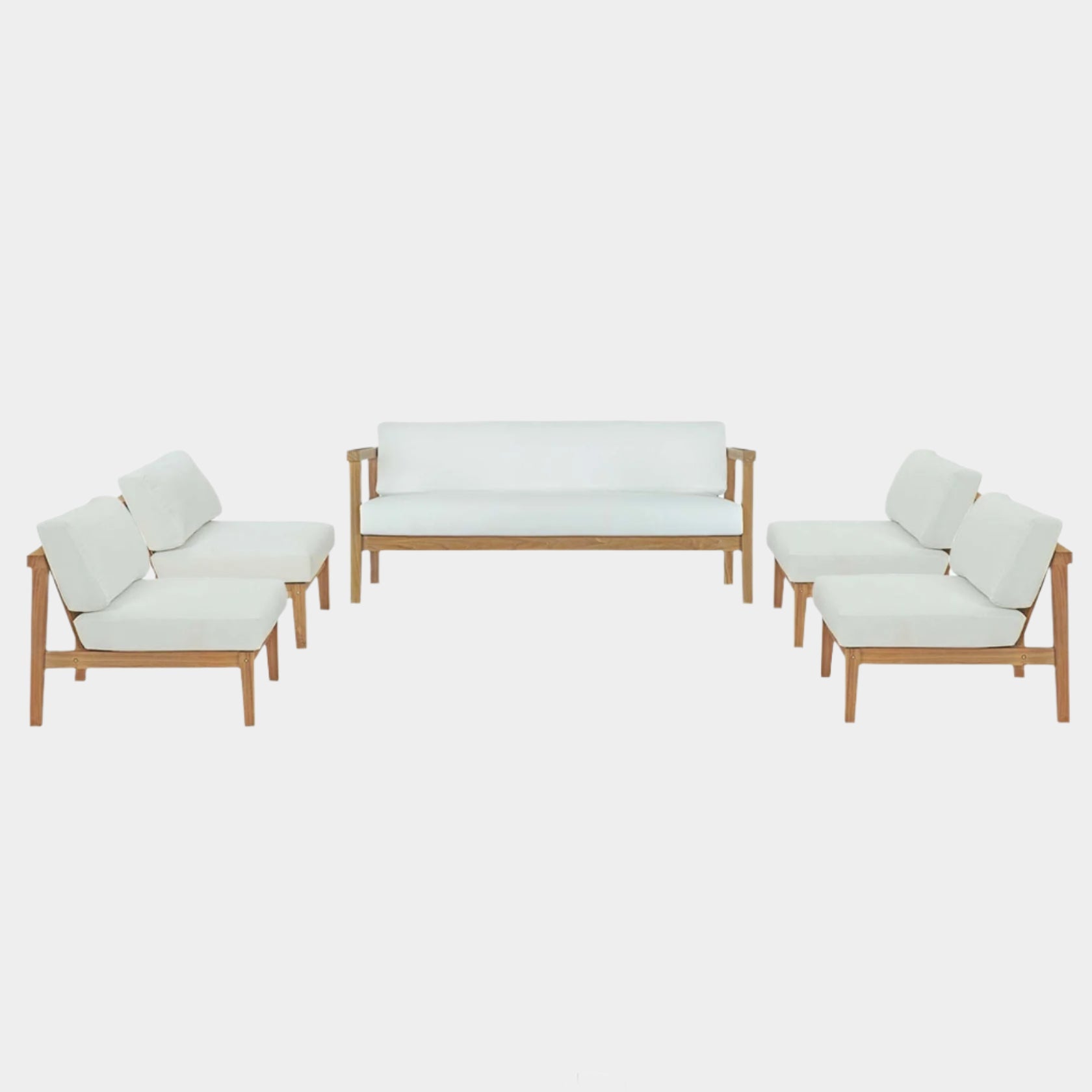 Bayport 5 Piece Outdoor Patio Teak Set in Natural White