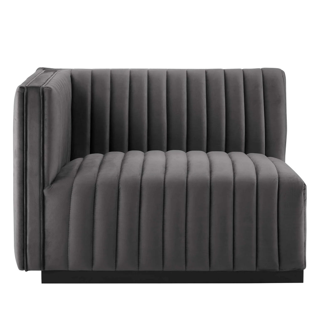 Conjure Channel Tufted Performance Velvet Left-Arm Chair