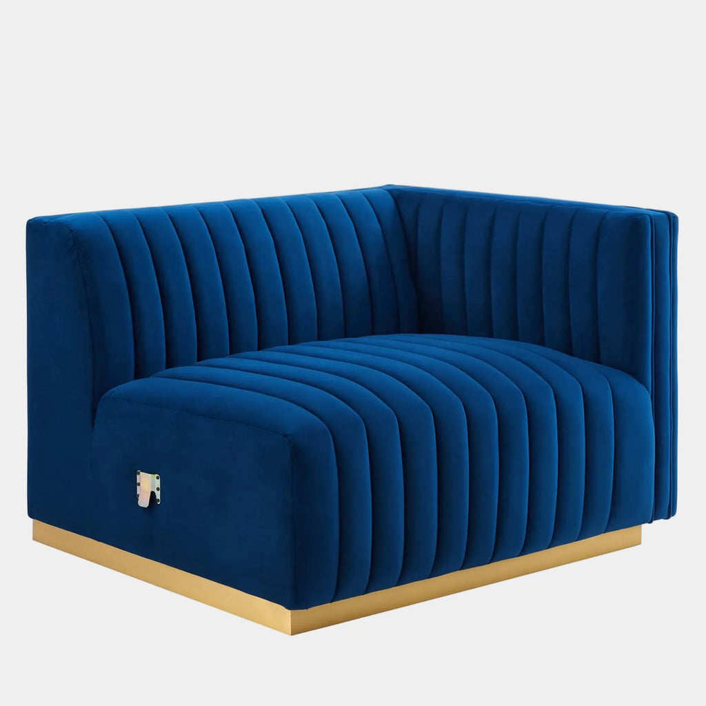 Conjure Channel Tufted Performance Velvet Right-Arm Chair